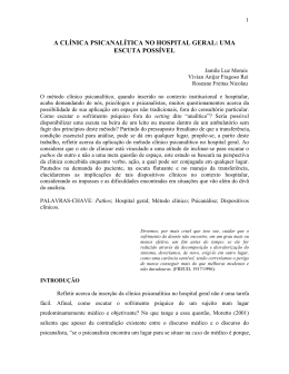 a clínica psicanalítica no hospital geral: uma escuta possível