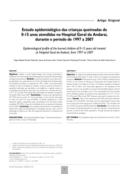 Estudo epidemiol&oacute;gico das crian&ccedil;as queimadas de 0