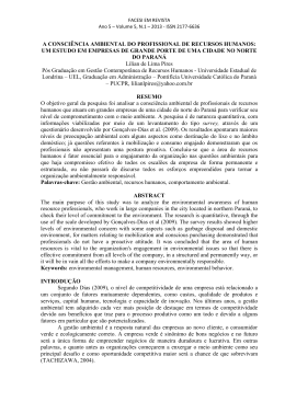 a consci&ecirc;ncia ambiental do profissional de recursos