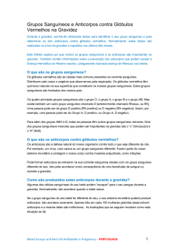Grupos Sangu&iacute;neos e Anticorpos contra Gl&oacute;bulos Vermelhos na