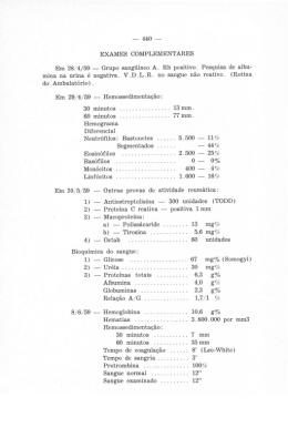EXAMES COMPLEMENTARES Em 2804/59 _ Grupo sang&uuml;&iacute;neo A