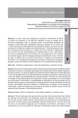 Diversidade no Brasil: l&iacute;nguas e pol&iacute;ticas sociais