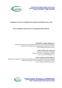 1 A PRESEN&Ccedil;A DE PAULO FREIRE NOS GRUPOS DE PESQUISA