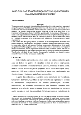 A&ccedil;&atilde;o P&uacute;blica e Transforma&ccedil;&atilde;o de v&iacute;nculos sociais