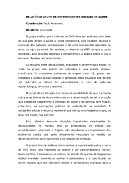 RELATÌRIO GRUPO DE DETERMINANTES SOCIAIS DA