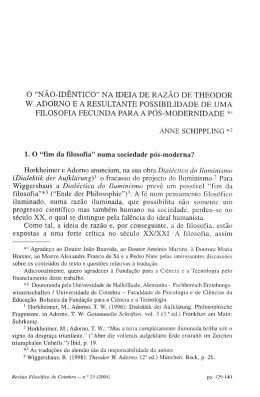 "n&atilde;o-id&ecirc;ntico" na ideia de raz&atilde;o de Theodor W. Adorno