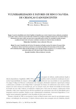 VulnerabiliDaDeS e faTOreS De riSCO na ViDa - Produtos