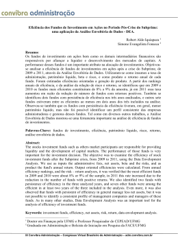 Efici&ecirc;ncia dos Fundos de Investimento em A&ccedil;&otilde;es no