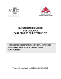 question&aacute;rio padr&atilde;o due diligence para fundos de investimento