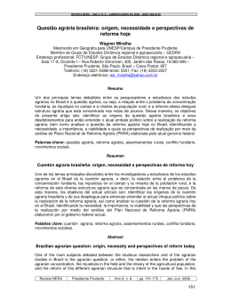 Quest&atilde;o agr&aacute;ria brasileira: origem, necessidade e perspectivas de