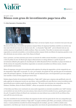 VALOR - 05/11/2015 - B&ocirc;nus com grau de investimento paga taxa alta