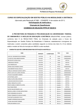 Resultado Final da Chamada de sele&ccedil;&atilde;o para o Curso de