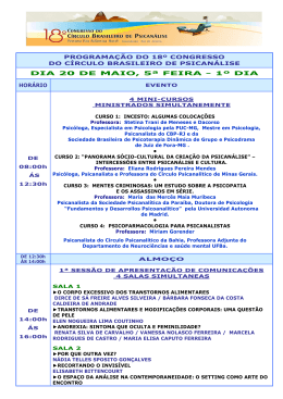 veja programa&ccedil;&atilde;o atualizada - C&iacute;rculo Brasileiro de Psican&aacute;lise