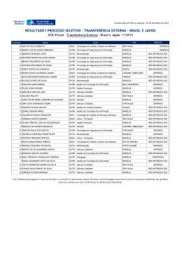 resultado i processo seletivo - transfer&ecirc;ncia externa