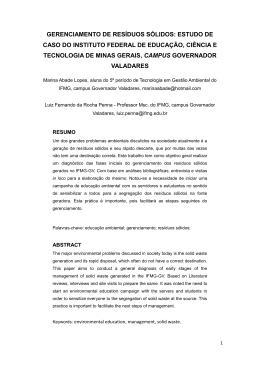 GERENCIAMENTO DE RESÍDUOS SÓLIDOS: ESTUDO DE