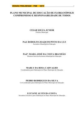 Plano Municipal de Educa&ccedil;&atilde;o - Prefeitura Municipal de Florian&oacute;polis