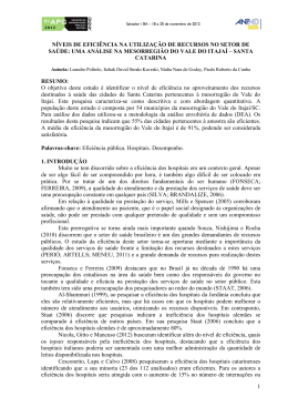 1 N&Iacute;VEIS DE EFICI&Ecirc;NCIA NA UTILIZA&Ccedil;&Atilde;O DE RECURSOS