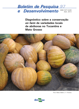 Diagn&oacute;stico sobre a conserva&ccedil;&atilde;o on farm de variedades locais de