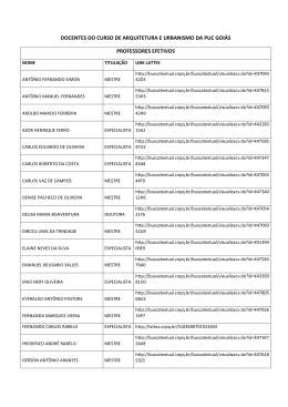 docentes do curso de arquitetura e urbanismo da puc goi&aacute;s