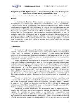 1 A Implanta&ccedil;&atilde;o da TV Digital no Brasil e o Desafio Estrat&eacute;gico das