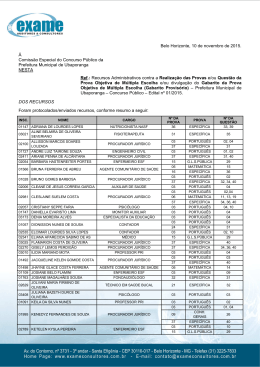 Recursos contra a Realiza&ccedil;&atilde;o das Provas e/ou Quest&atilde;o Da Prova