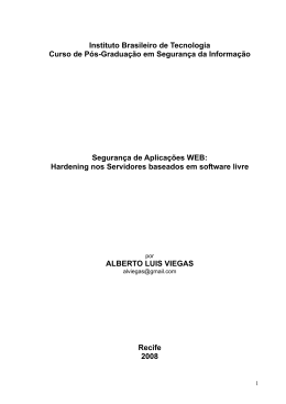 Seguran&ccedil;a em Aplica&ccedil;&otilde;es WEB: Hardening nos Servidores
