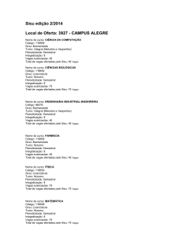 Sisu edi&ccedil;&atilde;o 2/2014 Local de Oferta: 3927