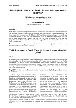 Psicologia do tr&acirc;nsito no Brasil: de onde veio e para onde