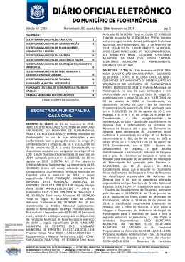 DI&Aacute;RIO OFICIAL ELETR&Ocirc;NICO - Prefeitura Municipal de Florian&oacute;polis
