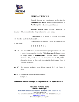 DECRETO Nº 2.936 / 2015 - Prefeitura Municipal de Itaquiraí