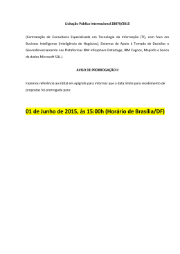 01 de Junho de 2015, às 15:00h (Horário de Brasília/DF)