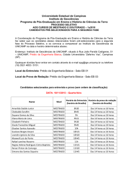 EHCT Candidatos selecionados para a 2a fase - IGEO