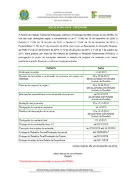 EDITAL Nº 004.1/2015 – PROEX/IFMS A Reitora do Instituto Federal