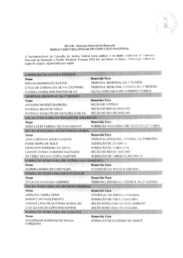 SINAR - Sistema Nacional de Remoção RESULTADO PRELIMINAR