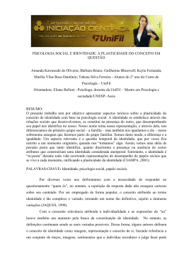 PSICOLOGIA SOCIAL E IDENTIDADE: A PLASTICIDADE