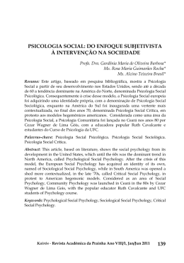 Psicologia Social: do Enfoque Subjetivista à Intervenção na