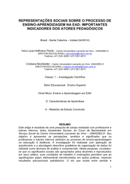 representações sociais sobre o processo de ensino