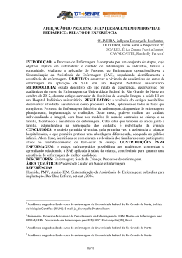 APLICA&Ccedil;&Atilde;O DO PROCESSO DE ENFERMAGEM