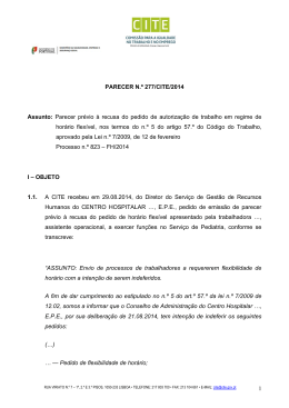 1 PARECER N.&ordm; 277/CITE/2014 Assunto: Parecer pr&eacute;vio &agrave; recusa