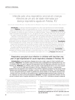 Infec&ccedil;&atilde;o pelo v&iacute;rus respirat&oacute;rio sincicial em crian&ccedil;as menores de um