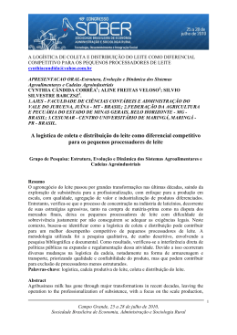 A log&iacute;stica de coleta e distribui&ccedil;&atilde;o do leite como