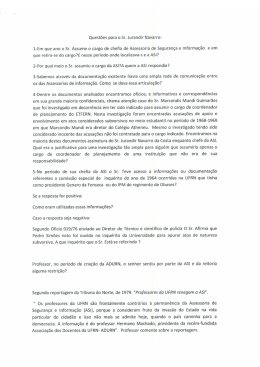 Quest&otilde;es para o Sr. Jurandir Navarro: 1-Em que ano o Sr