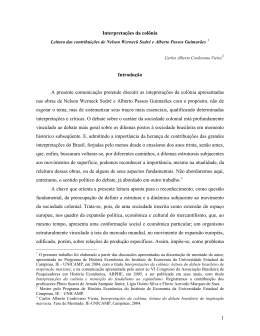 Interpreta&ccedil;&otilde;es da col&ocirc;nia - leitura das contribui&ccedil;&otilde;es de