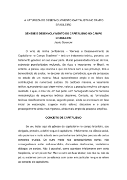 G&ecirc;nese e Desenvolvimento do Capitalismo no campo
