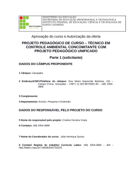 Curso Técnico Concomitante em Controle Ambiental com Projeto