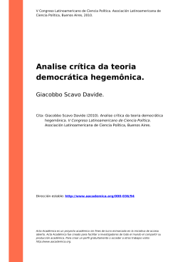 Analise cr&iacute;tica da teoria democr&aacute;tica hegem&ocirc;nica