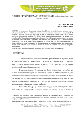 Gest&atilde;o Metropolitana e conflitos pol&iacute;ticos da RMGSL