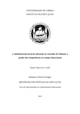 A administração local da educação no concelho de Palmela