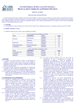 MANUAL DO CANDIDATO AO ENSINO TÉCNICO