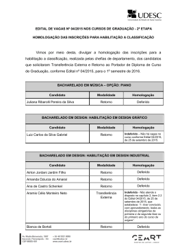 Homologação das inscrições - Ceart